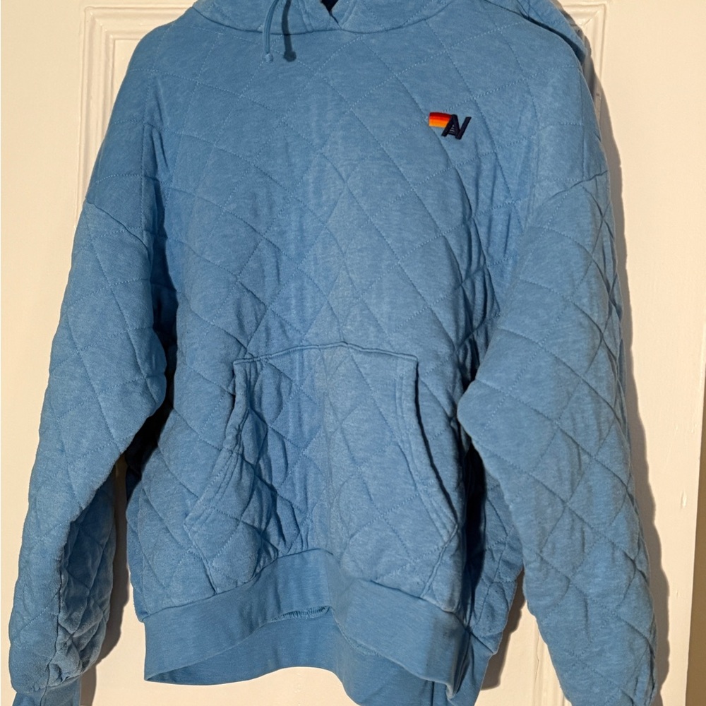 Aviator Nation Blue Quilted Hoodie in Medium